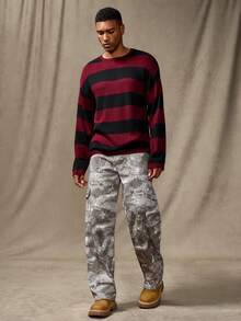 RivetRise Pantalones vaqueros de trabajo informales tipo cargo con bolsillos y pierna recta en estampado camuflaje para hombres, regalos para esposo o novio