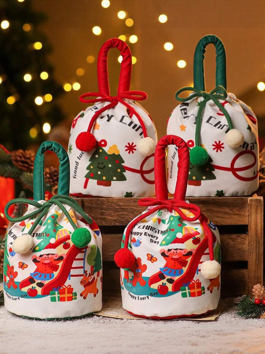 Cirelle 1个，圣诞礼品袋，圣诞夜苹果包装袋，糖果礼品袋，手提糖果袋，创意礼品袋，圣诞夜纪念礼品袋，适用于圣诞节、礼品包装、送礼。 - 彩色 - 查看 1