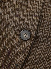 GlowEve Elegant Retro Women's Overcoat With Herringbone & Floral Decor - Coffee Brown - View 4