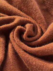 Genkimix Kids 女孩棋盘格毛衣和红色蝴蝶结点缀裙套装，百搭百搭红裙，适合万圣节、圣诞节、开学季，可爱装扮 - 棕色 - 查看 4