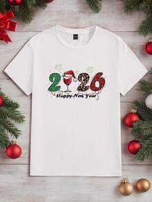 Manfinity Homme 2026夏季休闲新年透气针织短袖T恤 - 白色 - 查看 2