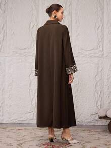 Al Najma 女士土耳其长款连衣裙和阿拉伯传统长袍 - 咖啡棕 - 查看 3