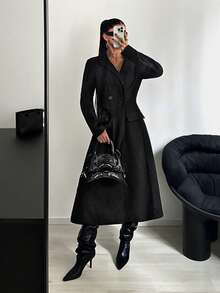 StreetHx Streetwear Women's Black Long Slim Fit Woolen Coat, Fashionable Outerwear For Autumn/Winter - Black - View 1