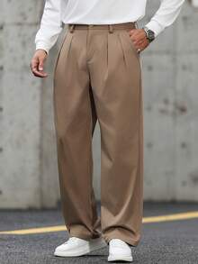 Manfinity CasualCool Pantaloni casual da uomo versatili e comodi, gamba dritta, tinta unita - Cachi - Visualizzare 5