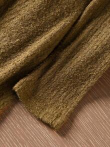 Rusticease 女式纯色简约日常装圆领长袖中长连衣裙 - 鏽棕色 - 查看 3