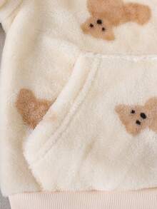 SHEIN Playful Pals 3pcs Baby Boys Thermal Lined Hooded Sweatshirts In Brown, Beige, Khaki, Suitable For Autumn And Winter, Thick And Warm Fabric, Comfortable For Outdoor Or Indoor Wear