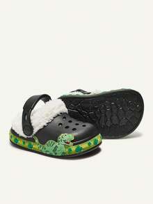 Cozy Pixies Toddler Boys' Fashionable Comfortable Warm Green Dinosaur Cartoon Cute Lightweight Indoor Slippers