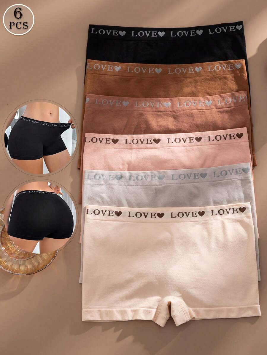 6条/套 爱心无缝舒适女士三角内裤，隐形内裤 - 彩色 - 查看 1