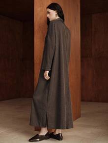 Uhlyne فستان ماكسي مخطط بني أنيق مناسب للملابس الكاجوال والرسمية والحفلات والزفاف، ملابس عيد الميلاد، مناسب للاستخدام اليومي والذهاب إلى العمل والحفلات الراقية