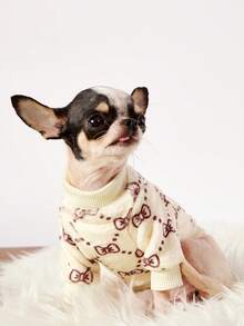 PETSIN 1 Black Bow Flannel Pet, Beige Flannel Thick Warm Pet Clothing - Multicolor - View 6