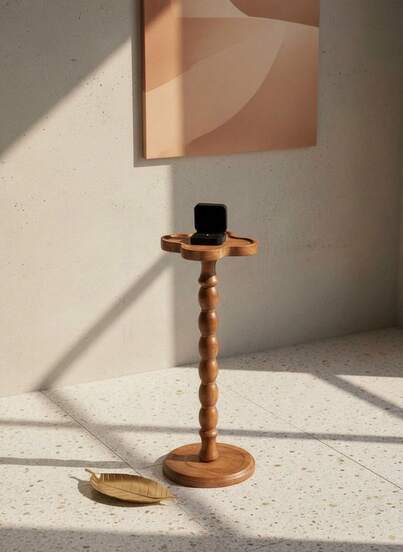 Cirelle New Moderne Round Wooden Side Tafel Versatile Mini Various Spaces, Movable Furniture, Solid Wood Legs, Applicable Living Room, Bedroom, Corner, Office, Bar Counter, Home s, Coffee Corner Bureau (Natural Material) view 3