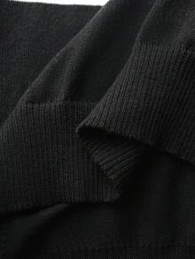 Manfinity Homme 男士条纹高领宽松休闲针织拼色长袖毛衣秋冬外出老公 - 黑色 - 查看 8