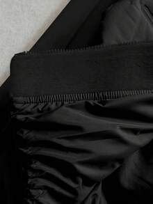 Franclia Abrigo acolchado con capucha corto de mujer de uso diario versátil y casual con parches gruesos, otoño/invierno - Negro - Ver 4