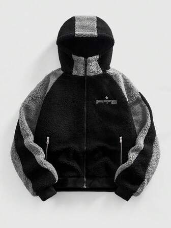 Street Life معطف كاجوال للرجال مزود بسحاب، بتصميم ألوان متباينة مع فرو صناعي، مناسب للخريف والشتاء