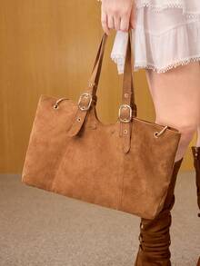 MOTF PREMIUM TÚI TOTE THƯỜNG XUYÊN BẰNG DA LỘN MÀU NÂU DÀNH CHO NỮ KHI ĐI LÀM - màu nâu - Xem 7