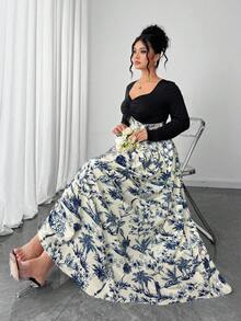 Elenzga Váy maxi in hoa cổ điển vá cúp ngực màu đen sang trọng mới 2025 dành cho nữ, thích hợp cho các dịp trở lại trường, tốt nghiệp, ngày lễ tình nhân, lễ hội âm nhạc, ngày của mẹ, halloween, lễ tạ ơn, lễ phục sinh, ngày quốc khánh, vũ hội, tiệc hẹn hò, mùa cưới, chuyến dã ngoại - Màu xanh lam - Xem 4