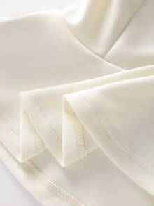 Franclia 女士休闲通勤时尚外套，米色半拉链金色腰部拉链卫衣，秋冬季 - 杏色 - 查看 4