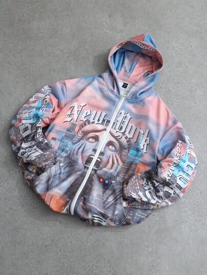 Street Life Men's Comfortable Casual Liberty Statue Print Pullover Sweatshirt, Autumn/Winter