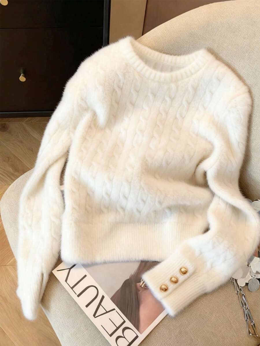 Airaco Women's Casual Solid Color Knit Sweater, Autumn/Winter