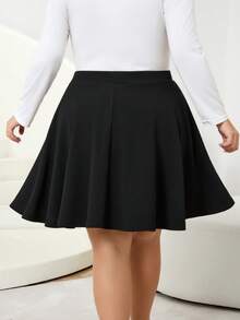 SHEIN CURVE+ 大码女士秋冬时尚休闲舒适百搭黑色A字裙，女式下装，曲线裙/2026/新年 - 黑色 - 查看 2