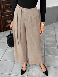 Pariaura French Vintage Herringbone Wide Leg Pants,High Waisted Tie Waist Casual Khaki Autumn Trousers,Elegant Office Slim-Fit Work Meeting Campus Daily Pants - Coffee Brown - View 6