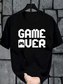 男童休闲游戏印花圆领短袖T恤，夏季 - 黑色 - 查看 3