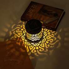 太阳能曼陀罗铁艺壁灯，暖光LED灯，防水，适用于庭院、草坪、公园 - 黑色 - 查看 6