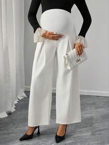 Momance Maternity Fashionable Versatile Solid Color Wide Leg Pants