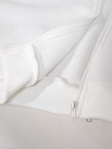 SHEIN Tween Girls' Jacket Coat, Solid Color Fashion Bow Sweatshirt Jacket, Comfortable Thick Thermal Lined Sweatshirt Fabric, Bow Sleeve Decoration, Youthful And Energetic Style, Suitable For Back To School Season Or Everyday Outdoor Wear