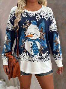 قميص كاجوال بياقة طاقم وأكمام طويلة مطبوع بقلوب أومبري لحفلات عيد الميلاد، مقاسات كبيرة للنساء، ملابس علوية للربيع - متعدد الألوان - مشاهدة 6