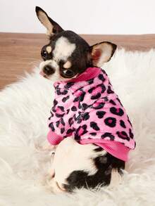 PETSIN 1 Leopard Print Flannel Pet , Thick And Warm Pink Flannel Pet Clothing - Pink - View 9