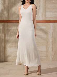 Modelyn 2pcs/Set Women's Elegant Fuzzy Jacket And Bodycon Maxi Dress, Autumn/Winter