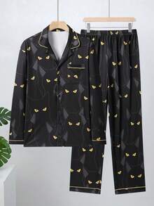 Velminro 男士猫咪印花长袖睡衣套装