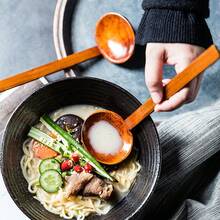 1pc Japanese Style Soup Ladle With Bamboo Handle And Nanmu Shell Spoon For Ramen And Hot Pot School Supplies,Christmas Gift - Brown - View 9
