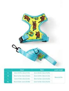 SCOOBY-DOO X SHEIN Bộ dây đeo và dây dắt thú cưng in hình hoạt hình, nhiều kích cỡ để lựa chọn, chiều dài dây có thể điều chỉnh, phù hợp cho mèo, chó, du lịch, phiêu lưu, quà tặng. - màu xanh lá - Xem 3