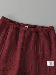 2pcs/Set Teen Boy Casual Solid Color Long Sleeve Thermal Lined Zip-Up Jacket And Pants Set, Suitable For Everyday Casual Outdoor Wear, Autumn/Winter - Burgundy - View 6