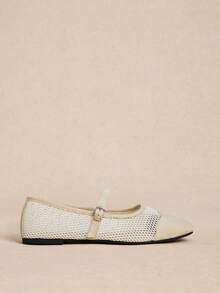 Rosivie 2025 Autumn New Woven Soft Bottom Loafers, Retro British Style Square Toe Apricot Color Comfortable Versatile Women Flats For Christmas - White - View 2
