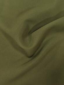 Rafferiza 女式纯色优雅百搭系带领泡泡袖衬衫 - 軍綠色 - 查看 3