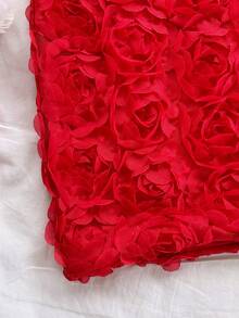 Soleia Women's Holiday Red Rose Textured Halter Mini Dress, Sexy Beach, Date, Holiday, Beach Vacation, Afternoon Tea, Party Dress, Wedding Season, Beach Cruise Vacation, City Vacation, Boho Vacation, Music Festival, Hippie, Western, Valentine's Day Dress, Valentine's Day Outfit, Festival, New Year Red Rose Dress Red Dress Summer Red Vacation Outfit Red Vacation Dress Red Dress Birthday Red Dress Short - Red - View 5