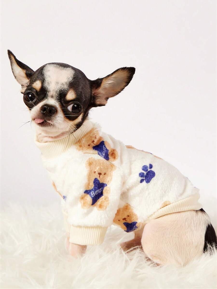 PETSIN 1 White Teddy Bear Flannel Pet Beige Flannel Thick Warm Pet Clothing - Multicolor - View 1