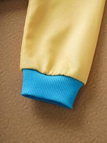 SpongeBob SquarePants | SHEIN Baby Girl Cartoon Pattern Contrast Color Long Sleeve Sweatshirt And Pants Set - Purple - View 4