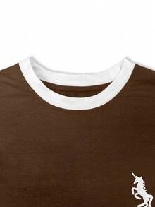 Resyla 女士T恤/独角兽图案印花/刺绣工艺/女士宽松休闲撞色圆领T恤上衣/时尚卫衣/春夏 - 彩色 - 查看 3