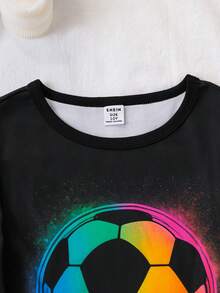 Tween BoyBlack Base Minimalist Blue Print Long Sleeve Snug Fit Loungewear Set - Multicolor - View 5