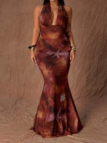 Rustia 2pcs/Set Fashionable Autumn Spaghetti Strap Sexy Sleeveless Top And Bodycon Mermaid Midi Skirt Set - Multicolor - View 6