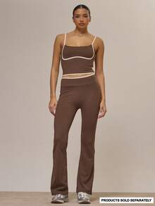 Musera Sport Pantaloni de yoga evazați, cu corp contrastant, doar în partea de jos, sporturi active, antrenament, drăguț vârtej de scorțișoară - Multicolor - Vizualizare 1