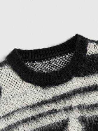 Street Life Jersey de cuello redondo de manga larga casual de punto con bloques de color para hombre