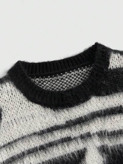 Street Life Jersey de cuello redondo de manga larga casual de punto con bloques de color para hombre