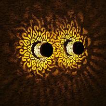 太阳能曼陀罗铁艺壁灯，暖光LED灯，防水，适用于庭院、草坪、公园 - 黑色 - 查看 1