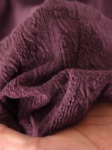 CosyJoli Plus Size Casual Textured Washed Snow Floral Lace Patchwork Heart Neck Long Sleeve Bodysuit - Rose Red - View 6