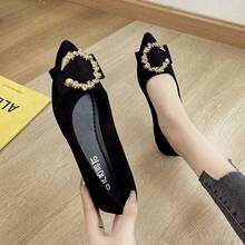 Zapatos planos sin cordones para mujer Zapatos bajos sin cordones para mujer Mocasines con suela blanda - Negro - Ver 2